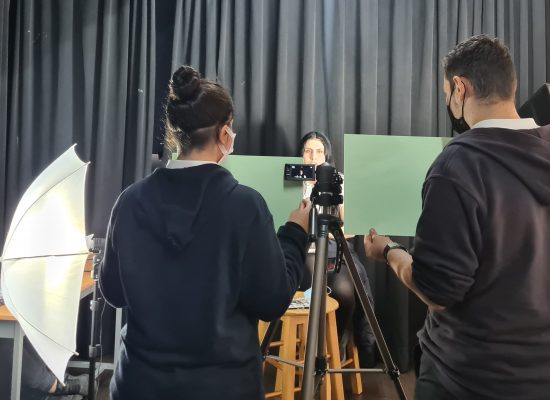 In an example of cross curricular collaboration, the Erasmus group teams up with the Arts Department to prepare, shoot and edit a video on the mistreatment of the Uyghurs in China.