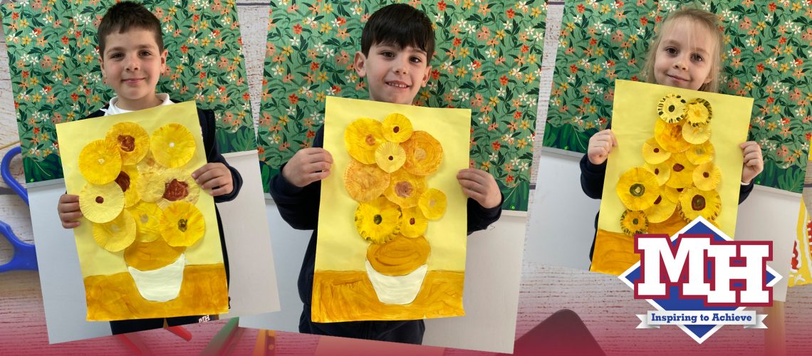 Pre-School:Pre primary A – Van Gogh’s “Sunflowers” 1988 – The children participated in a museum-type observation and dialogue about Van Gogh’s “Sunflowers” painting.They recreated their own version of the famous painting.🌻🌻